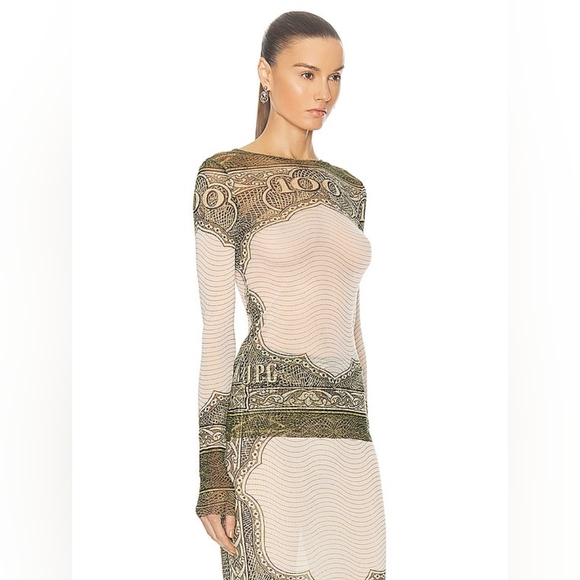 3S. NWT JEAN PAUL GAULTIER CARTOUCHE MESH CREW LONG SLEEVE TOP - Picture 2 of 8